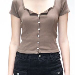 Brandy Melville brown zelly top short sleeve no flaws like new
